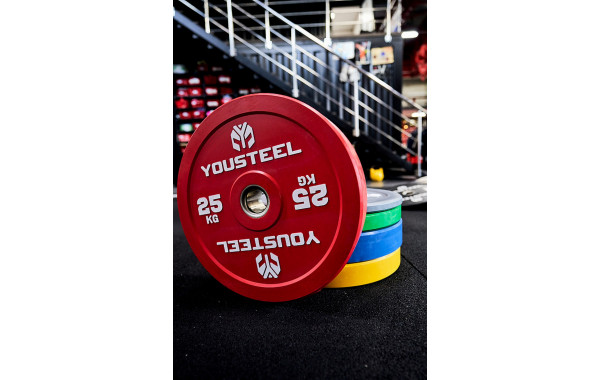 Диск 25кг YouSteel EVO Bumper Plate красный 600_380