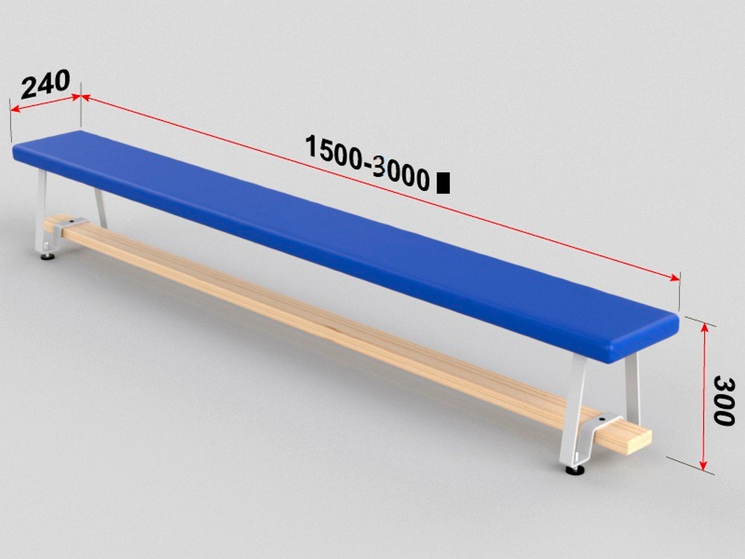 Скамейка гимнастическая полумягкая, ножка - металл Glav 04.303.1-2000 Длина 200см 1067_800
