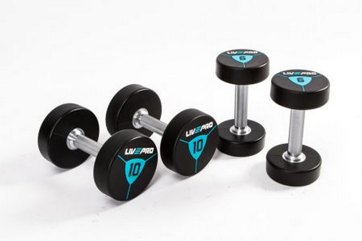 Гантели в уретане 2 кг Live Pro Premium Urethane Dumbbells LP8000-02 1200_800