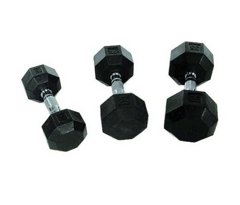 Гантель 27,5кг Perform Better Rubber Encased Hex Dumbbells 4137-27.5\BK-27-00 936_800