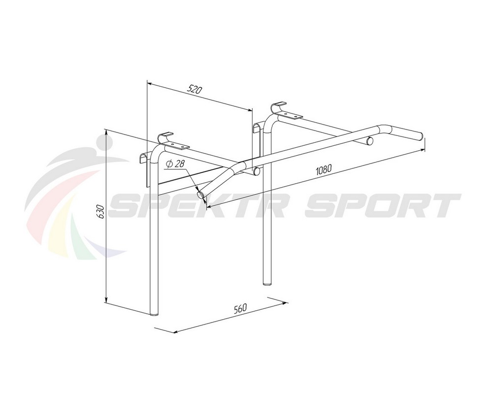 Турник-брусья навесной Spektr Sport Школьник 6, серый 987_800