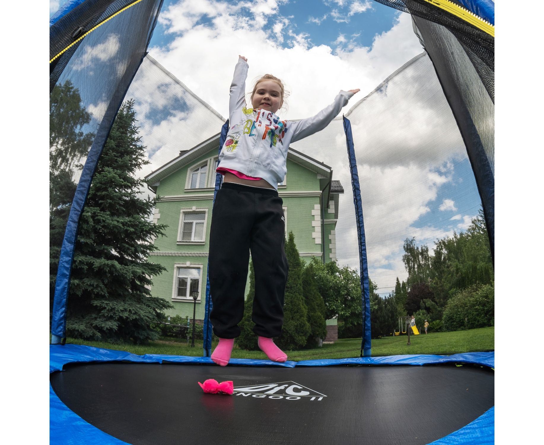 Батут DFC Trampoline Fitness 16ft наружн.сетка (488см) 16FT-TR-B синий 1834_1500