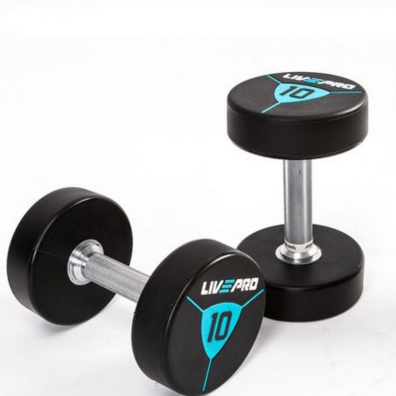 Гантели в уретане 38 кг Live Pro Premium Urethane Dumbbells LP8000-38 800_800