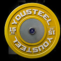 Диск 15кг каучуковый соревновательный YouSteel желтый 120_120